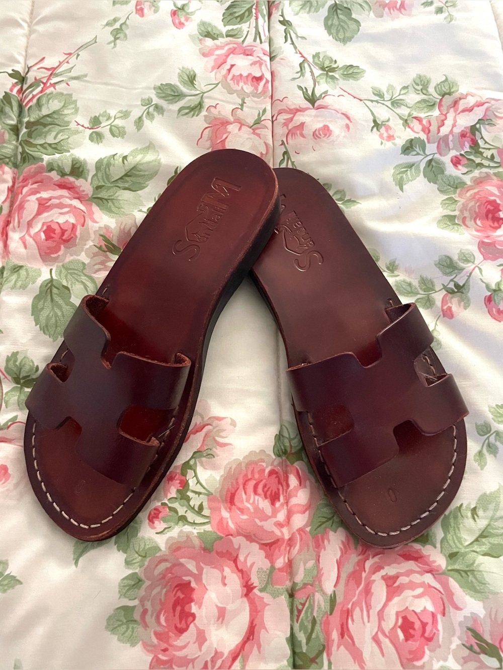Camel Sandals Leather Slides Brown Unisex Sz 40 Women 9-9.5 Men 7-7.5
